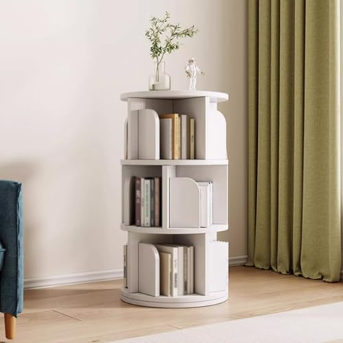 Tqertrtfxa Bücherregal aus massivem Holz,360 ° drehbar,Bücherregal für Erwachsene,Wohnzimmer-Lagerregal,Massivholz drehbares Bücherregal 360 Grad Bücherregal(White,97 * 44cm/38.2 * 17.3in) von Tqertrtfxa