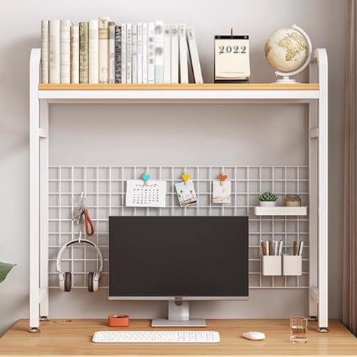 Tqertrtfxa Doppelstöckiges Computer-Schreibtischregal,Schreibtischständer aus Holz,Schreibtischaufbewahrung fürs Wohnheim,Aufbewahrung fürs Wohnheim-Büro,Schreibtischregal(WhiteA,135CM/53.1in) von Tqertrtfxa