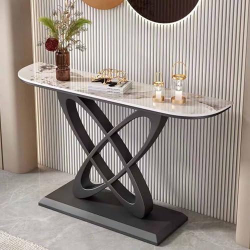 Tqertrtfxa Moderner Halbmond-Konsolentisch mit Antik-Finish,Kratzfester Flur-Konsolentisch,Langer Hotel-Verandaschrank an der Wandrückwand, Halbrunder Verandatisch(A,150cm/59.1in) von Tqertrtfxa