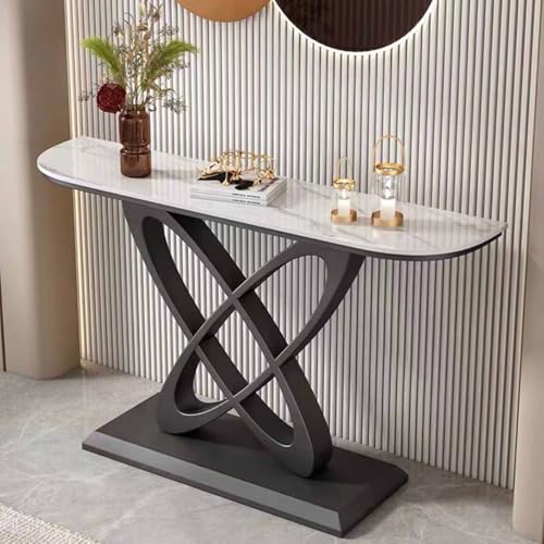 Tqertrtfxa Moderner Halbmond-Konsolentisch mit Antik-Finish,Kratzfester Flur-Konsolentisch,Langer Hotel-Verandaschrank an der Wandrückwand, Halbrunder Verandatisch(C,150cm/59.1in) von Tqertrtfxa