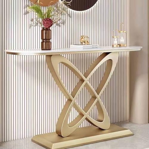 Tqertrtfxa Moderner Halbmond-Konsolentisch mit Antik-Finish,Kratzfester Flur-Konsolentisch,Langer Hotel-Verandaschrank an der Wandrückwand, Halbrunder Verandatisch(E,120cm/47.2in) von Tqertrtfxa