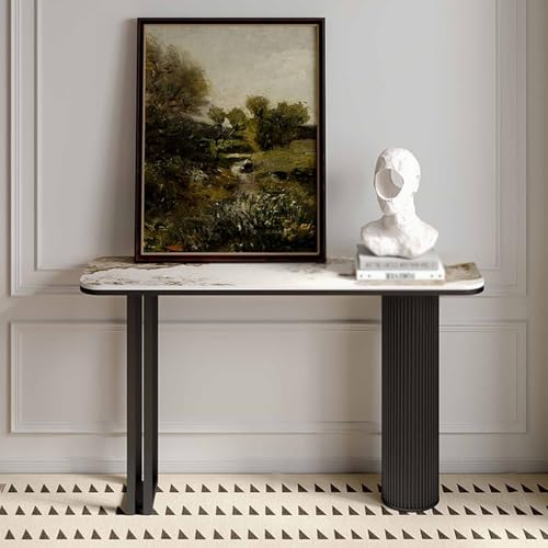 Tqertrtfxa Moderner Konsolentisch aus Schmiedeeisen und Stein,Moderner Dekotisch für den Eingangsbereich,Sofatisch/Dekotisch für den Flur,Verandatisch mit Podest(A,120cm/47.2in) von Tqertrtfxa