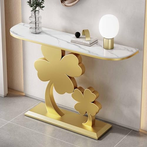 Tqertrtfxa Moderner geometrischer Konsolentisch mit Metallbeinen,Kratzfester Flur-Konsolentisch,Wunderschöner rechteckiger Marmor-/Metallrahmen,schmaler Wohnzimmer-Konsolentisch(A,120cm/47.2in) von Tqertrtfxa