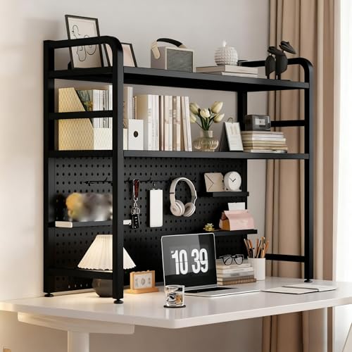 Tqertrtfxa Multifunktionales Tischregal mit Zwei Ebenen,Schreibtischaufbewahrung fürs Wohnheim,Computer-Schreibtischregal,Geeignet für Zuhause, Büro oder Wohnheim(BlackB,95cm/37.4in) von Tqertrtfxa
