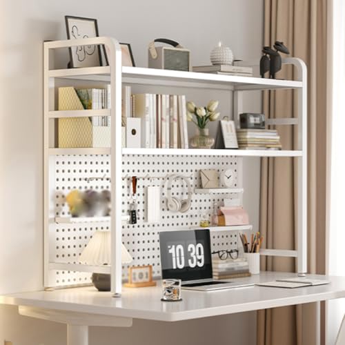 Tqertrtfxa Multifunktionales Tischregal mit Zwei Ebenen,Schreibtischaufbewahrung fürs Wohnheim,Computer-Schreibtischregal,Geeignet für Zuhause, Büro oder Wohnheim(WhiteB,135CM/53.1in) von Tqertrtfxa