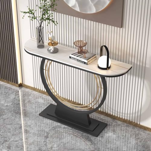 Tqertrtfxa Steinplatten-Konsolentisch,minimalistisches Dekor,Halbrunder Konsolenschrank,Sideboard,wandseitiges Flur-Sideboard,Verandatisch mit Podest(B,100cm/39.4in) von Tqertrtfxa