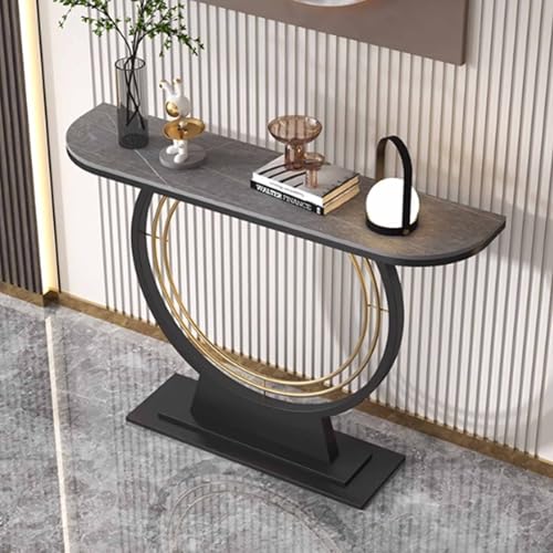Tqertrtfxa Steinplatten-Konsolentisch,minimalistisches Dekor,Halbrunder Konsolenschrank,Sideboard,wandseitiges Flur-Sideboard,Verandatisch mit Podest(E,120cm/47.2in) von Tqertrtfxa
