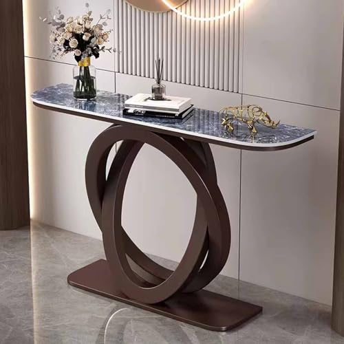 Tqertrtfxa Wunderschöner rechteckiger Marmor-/Metallrahmen,Schrank mit Schmiedeeisenrahmen,Moderner, geometrischer Konsolentisch mit Metallbeinen(H,120cm/47.2in) von Tqertrtfxa