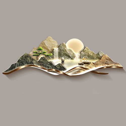 Unterstützt von einem Berg Sofa Hintergrund Wandmalerei Füllhorn Wohnzimmer dekorative Malerei Landschaft Malerei Wandmalerei,Moderne 3D-Wandkunstdekoration,Geeignet für Wohnzimmer, Flure und Foyers(A von Tqertrtfxa