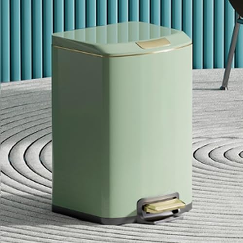 Mülleimer für den Innenbereich Hohes Fassungsvermögen Mülleimer mit Deckel und Pedaleimer Edelstahl-Treteimer Küchenmülleimer mit Soft-Close-Deckel、Inneneimer für Zuhause, Büro und Küche(Light Green,1 von Tqoiozxa