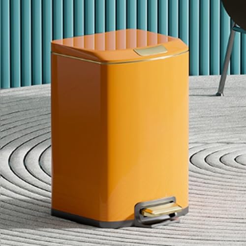 Mülleimer für den Innenbereich Hohes Fassungsvermögen Mülleimer mit Deckel und Pedaleimer Edelstahl-Treteimer Küchenmülleimer mit Soft-Close-Deckel、Inneneimer für Zuhause, Büro und Küche(Orange,13L) von Tqoiozxa