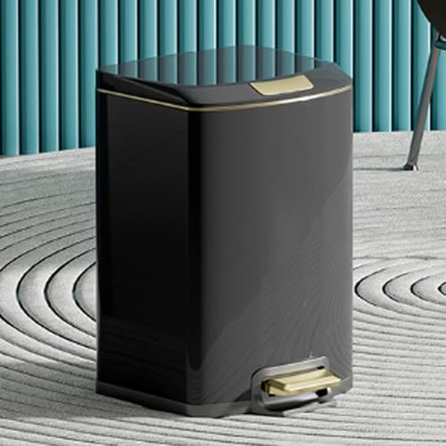 Mülleimer für den Innenbereich Hohes Fassungsvermögen Mülleimer mit Deckel und Pedaleimer Edelstahl-Treteimer Küchenmülleimer mit Soft-Close-Deckel、Inneneimer für Zuhause, Büro und Küche(Black,13L) von Tqoiozxa