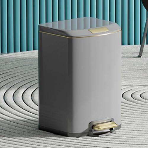 Mülleimer für den Innenbereich Hohes Fassungsvermögen Mülleimer mit Deckel und Pedaleimer Edelstahl-Treteimer Küchenmülleimer mit Soft-Close-Deckel、Inneneimer für Zuhause, Büro und Küche(Gray,7L) von Tqoiozxa