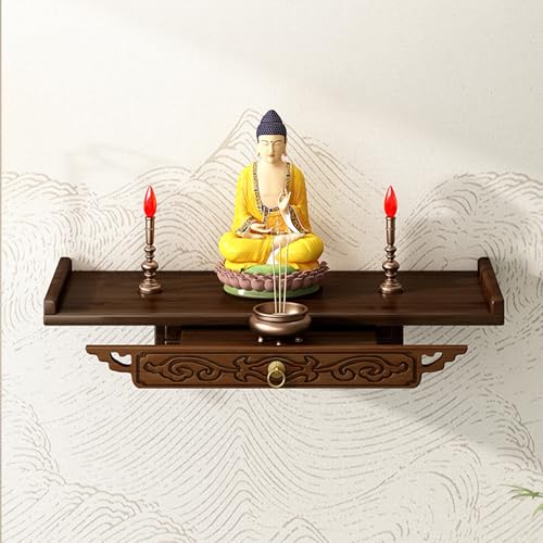 Tqoiozxa Altartisch, an der Wand montierter persönlicher Schrein-Altartisch, Buddha-Nische, Buddha-Statuenständer, zum Platzieren von Fotos, Souvenirs usw.(Wall-Mounted,Large) von Tqoiozxa