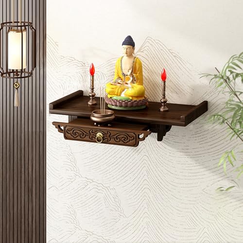 Tqoiozxa Altartisch, an der Wand montierter persönlicher Schrein-Altartisch, Buddha-Nische, Buddha-Statuenständer, zum Platzieren von Fotos, Souvenirs usw.(Wall-Mounted,Small) von Tqoiozxa