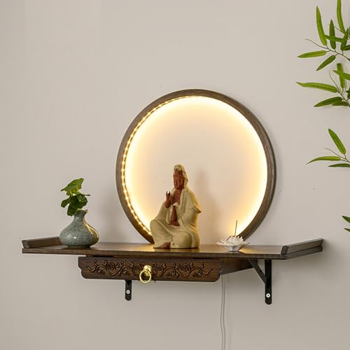 Tqoiozxa Bambus Buddha Altar Regalständer mit Schublade, Mit leichtem Altarregal für die Wand, Schreinaltartisch, buddhistische Nischen-Räucherstäbchenständer, Tributtische(Black Walnut,40CM/15.7IN) Tqoiozxa Bambus Buddha Altar Regalständer mit Schublade, Mit leichtem Altarregal für die Wand, Schreinaltartisch, buddhistische Nischen-Räucherstäbchenständer, Tributtische(Black Walnut,40CM/15.7IN) von Tqoiozxa