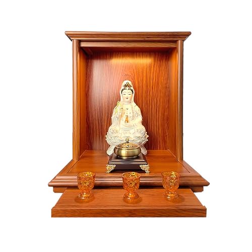 Tqoiozxa Buddha Altar Regal,Opfertisch,Holz Feng Shui Buddhistischer Altarschrank,Guan Gong-Gott des Reichtums Pagoden Regal Nischen Räuchertisch(Walnut,43.5 * 35 * 50cm/17.1 * 13.7 * 19.6in) von Tqoiozxa