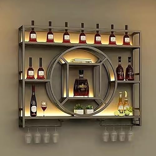 Tqoiozxa Großes, An Der Wand Montiertes Weinregal Aus Eisen. Mehrschichtiges Lagerregal. Bar-Einheit. Modisches Weinregal Für Restaurants. Lagerregal Für Spirituosenschränke(Black,140cm) von Tqoiozxa