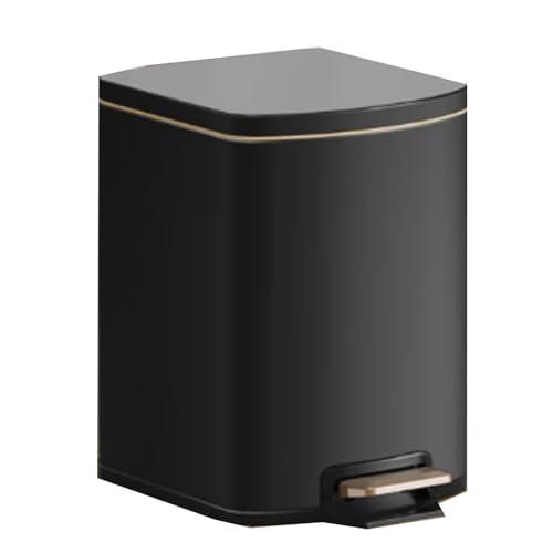 Tqoiozxa Hohes Fassungsvermögen Edelstahl-Mülleimer leicht schließendem Deckel Zuhause Rechteckiger Mülleimer mit Trittpedal und Inneneimer für Küche, Bad, Wohnzimmer und Büro(Matte black,13L) von Tqoiozxa