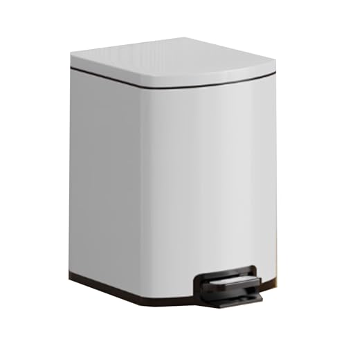 Tqoiozxa Hohes Fassungsvermögen Edelstahl-Mülleimer leicht schließendem Deckel Zuhause Rechteckiger Mülleimer mit Trittpedal und Inneneimer für Küche, Bad, Wohnzimmer und Büro(Pure white,7L) von Tqoiozxa