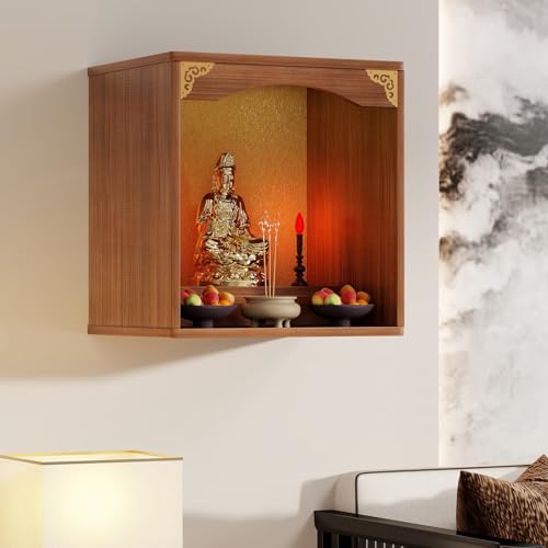 Tqoiozxa Wandmontierter Schrein-Altartisch, Tischplatte, chinesische Feng Shui Guan Gong Guan Yin Pooja Statue, Ausstellungsständer, mit Tür, Altarschrank(Walnut,40 * 40 * 60cm/15.7 * 15.7 * 23.6in) Tqoiozxa Wandmontierter Schrein-Altartisch, Tischplatte, chinesische Feng Shui Guan Gong Guan Yin Pooja Statue, Ausstellungsständer, mit Tür, Altarschrank(Walnut,40 * 40 * 60cm/15.7 * 15.7 * 23.6in) von Tqoiozxa