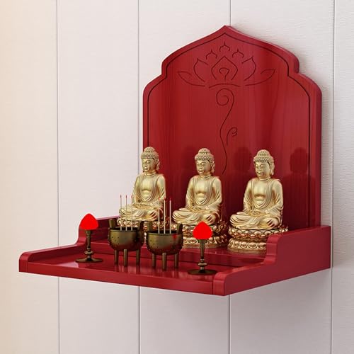 Tqoiozxa Wandmontiertes Buddha-Altarregal, Altarschrank-Regalständer aus Holz, Altartisch mit Aufbewahrung, buddhistischer Schrein-Gebetsständer(Rosewood,68 * 40 * 50cm/26.7 * 15.7 * 19.6in) von Tqoiozxa