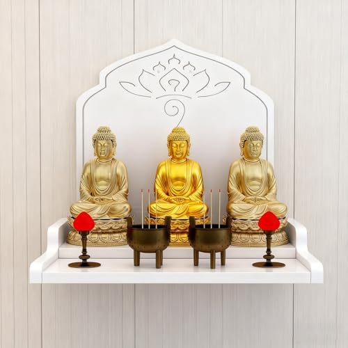 Tqoiozxa Wandmontiertes Buddha-Altarregal, Altarschrank-Regalständer aus Holz, Altartisch mit Aufbewahrung, buddhistischer Schrein-Gebetsständer(White,68 * 40 * 50cm/26.7 * 15.7 * 19.6in) von Tqoiozxa