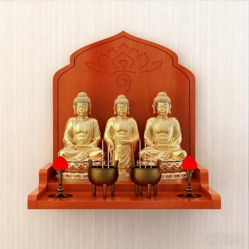 Tqoiozxa Wandmontiertes Buddha-Altarregal, Altarschrank-Regalständer aus Holz, Altartisch mit Aufbewahrung, buddhistischer Schrein-Gebetsständer(Yellow-Brown,68 * 40 * 50cm/26.7 * 15.7 * 19.6in) von Tqoiozxa