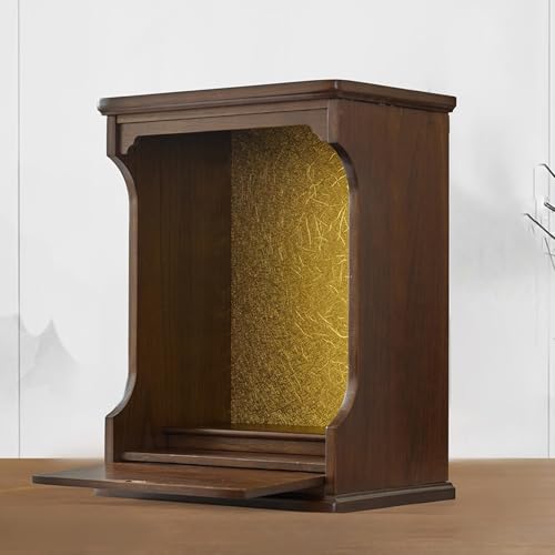 Wandmontierter/Desktop-Schrein aus Massivholz, buddhistischer Altar, Gott des Reichtums, Schrank, Guanyin-Schrank, Wandbehang für den Haushalt(Dark Walnut,44.5*29.5*58cm/17.5*11.6*22.8in) von Tqoiozxa