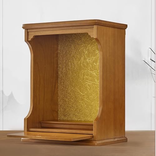 Wandmontierter/Desktop-Schrein aus Massivholz, buddhistischer Altar, Gott des Reichtums, Schrank, Guanyin-Schrank, Wandbehang für den Haushalt(Wood color,29*26.5*42.5cm/11.4*10.4*16.7in) von Tqoiozxa