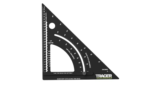 TRACER 12" ProSquare Einstellbares Zimmermannswinkel (Professionelles Vierkantwerkzeug für den Bau mit arretierbarem Arm und leicht lesbaren Lasermarkierungen) von Tracer