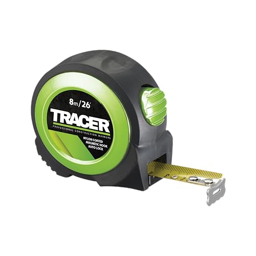 TRACER 8m Automatisches Feststellband (nylonbeschichtetes Maßband mit Magnethaken und automatischer Feststellfunktion) von Tracer