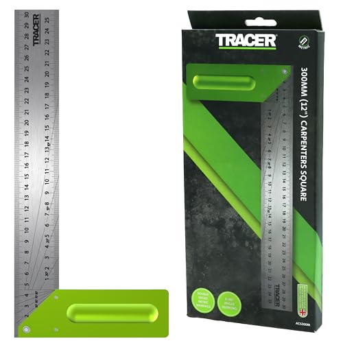 TRACER Tischlerwinkel, 300 mm, Tischlermarkierungswerkzeug, Anschlagwinkel mit 2 Sets von Winkellinien von Tracer