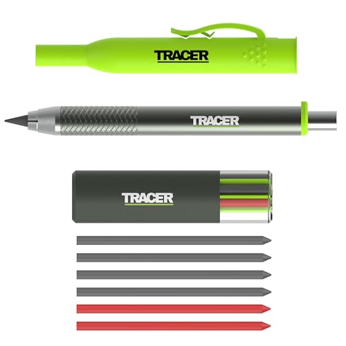 Tracer Pro Series Tough Metal Construction Pencil with 6 x Replacement Lead Pack and Site Holsters All-in-One Aluminium Construction Marking Kit von Tracer