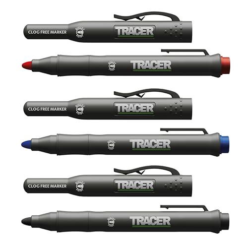 Tracer Verstopfungsfrei Baumarkierungsset. 3 x Markierungsstifte mit Halteclippen. Markierstift – Schwarz, Rot und Blau von Tracer