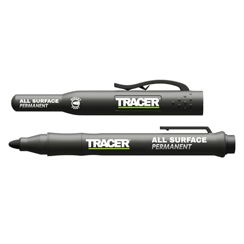 Tracer Verstopfungsfreier schwarzer Konstruktionsmarker mit Standortholster (Allzweck-Marker perfekt für glänzende und staubige Oberflächen) - Schwarz von Tracer