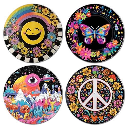 TracyArt Hippie-Dekor, Poster für Zimmer, ästhetisch, Friedenszeichen, Schallplattendekoration, 4 Stück, 30,5 cm TracyArt Hippie-Dekor, Poster für Zimmer, ästhetisch, Friedenszeichen, Schallplattendekoration, 4 Stück, 30,5 cm von TracyArt