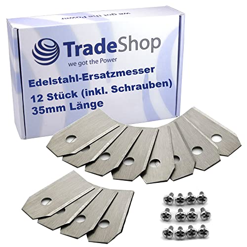 12x Trade-Shop Messer Edelstahl-Klingen 35mm mit Schrauben für Mähroboter ersetzt 4087-20, 502 12 78-02, 535 13 87-02, 535 13 88-02, 577 60 64-02 12x Trade-Shop Messer Edelstahl-Klingen 35mm mit Schrauben für Mähroboter ersetzt 4087-20, 502 12 78-02, 535 13 87-02, 535 13 88-02, 577 60 64-02 von Trade-Shop