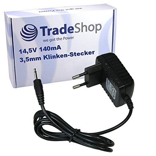 14,5V 140mA Netzteil Ladegerät Ladekabel 1,2m lang kompatibel mit Gardena Akku-Rasenschere Accu 6 Accu6, Strauchschere Accu Safe 16 Safe16, Accu-Pumpe 1500/1 von Trade-Shop