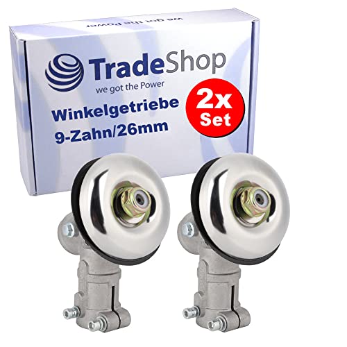 2x Trade-Shop 9-Zahn 26mm Getriebekopf/Winkelgetriebe kompatibel mit Fuxtec FX-MS152 FX-MT252ER FX-PS152, kompatibel mit Gardol GBFI 125 GBFI 90 von Trade-Shop