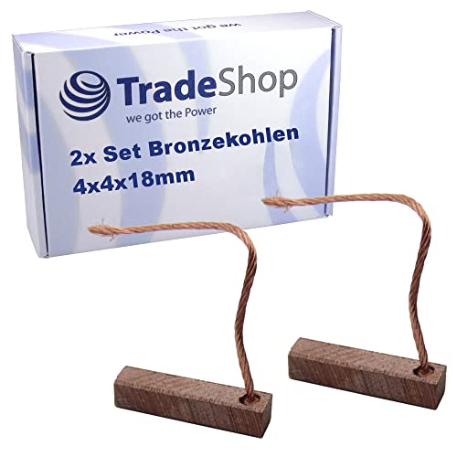2x Trade-Shop Bronze-Kohlen Kohlebürsten 4 x 4 x 18mm 12-24 Volt für verschiedene KFZ-Motoren Rolltor Garagentor Antriebe Lichtmaschine Wasserpumpe von Trade-Shop