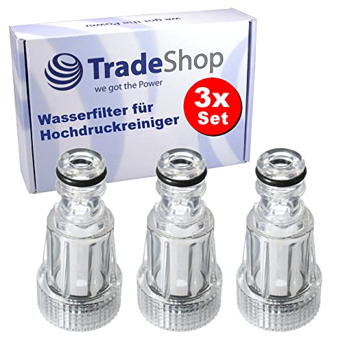 3x Trade-Shop Wasserfilter (3/4") kompatibel mit Bosch, Lavor, Parkside, Nilfisk, Stihl, Makita, NAC, Black & Decker Hochdruckreiniger Gartenschlauch von Trade-Shop