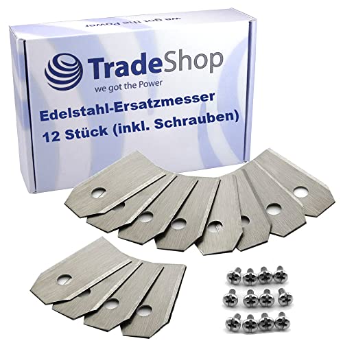 Trade-Shop Ersatzmesser-Set Edelstahl (12 Stück) inkl. Befestigungsschrauben für viele Mähroboter ersetzt 846210 7001220 408720 577864603 577606505 von Trade-Shop