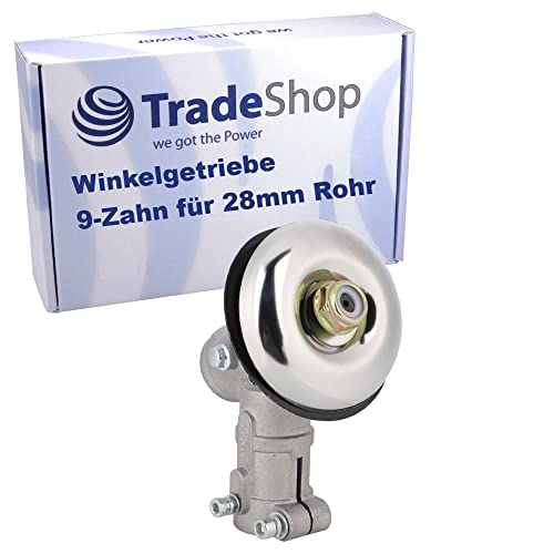 Trade-Shop Getriebekopf/Winkelgetriebe/Trimmerkopf für 9-Zahn-Antriebswelle, 28mm Rohr kompatibel mit Powermat, Brast, Fuxtec, Timbertech, AL-KO von Trade-Shop