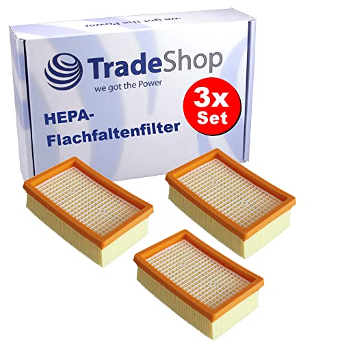 Trade-Shop Set 3x Flachfaltenfilter kompatibel mit Kärcher KNT 4 Staubsauger - Filterelement - Ersatz für Kärcher 2.863-005.0, KFI 4410 von Trade-Shop