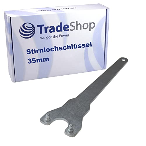 Trade-Shop Stirnlochschlüssel/Zweilochschlüssel für große Winkelschleifer, 35mm Nockenabstand, 230mm Länge, 5mm Pin-Durchmesser von Trade-Shop