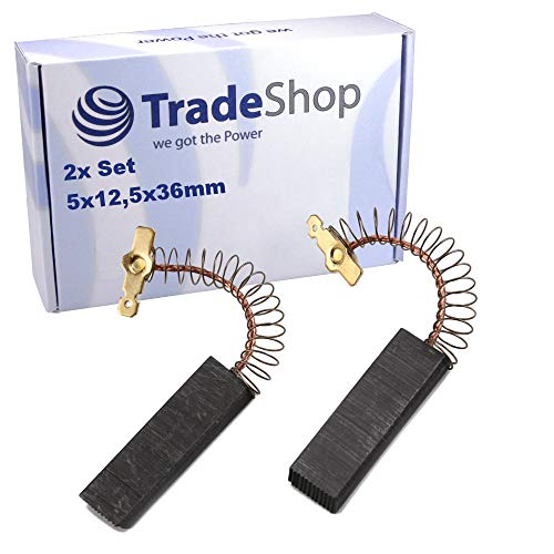 2x Kohlebürsten Motorkohlen 5x12,5x36mm für Bosch WFO2890 WFR100 WFR120 WFR130 WFR140 WFR147 WFR2030 WFR2050 WFR2060 WFR2430 WFR2440 WFR2450 WFR2460 von Trade-Shop