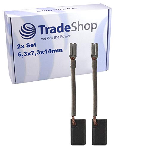 2x Kohlebürsten Motorkohlen 6,3x7,3x14mm für Elektro-Werkzeuge verschiedener Hersteller und Modelle (Winkelschleifer, Stichsägen, uvm.) von Trade-Shop
