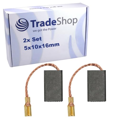 2x Motorkohlen Kohlebürsten 5x10x16mm kompatibel mit AEG AG 1500-125 XC, AG 1500-150 XC, AG 1500-180 XC, FIXTEC PLUS, KM, PHE 26 RA, BHE 7-26 von Trade-Shop