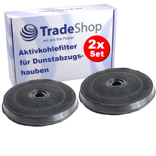 2x Trade-Shop Aktivkohle-Filter Ø 230mm kompatibel mit Philips Whirlpool Dunstabzug ElektraBregenz Grundig Leisure Bosch Indesit Ariston Balay Küchenhauben von Trade-Shop